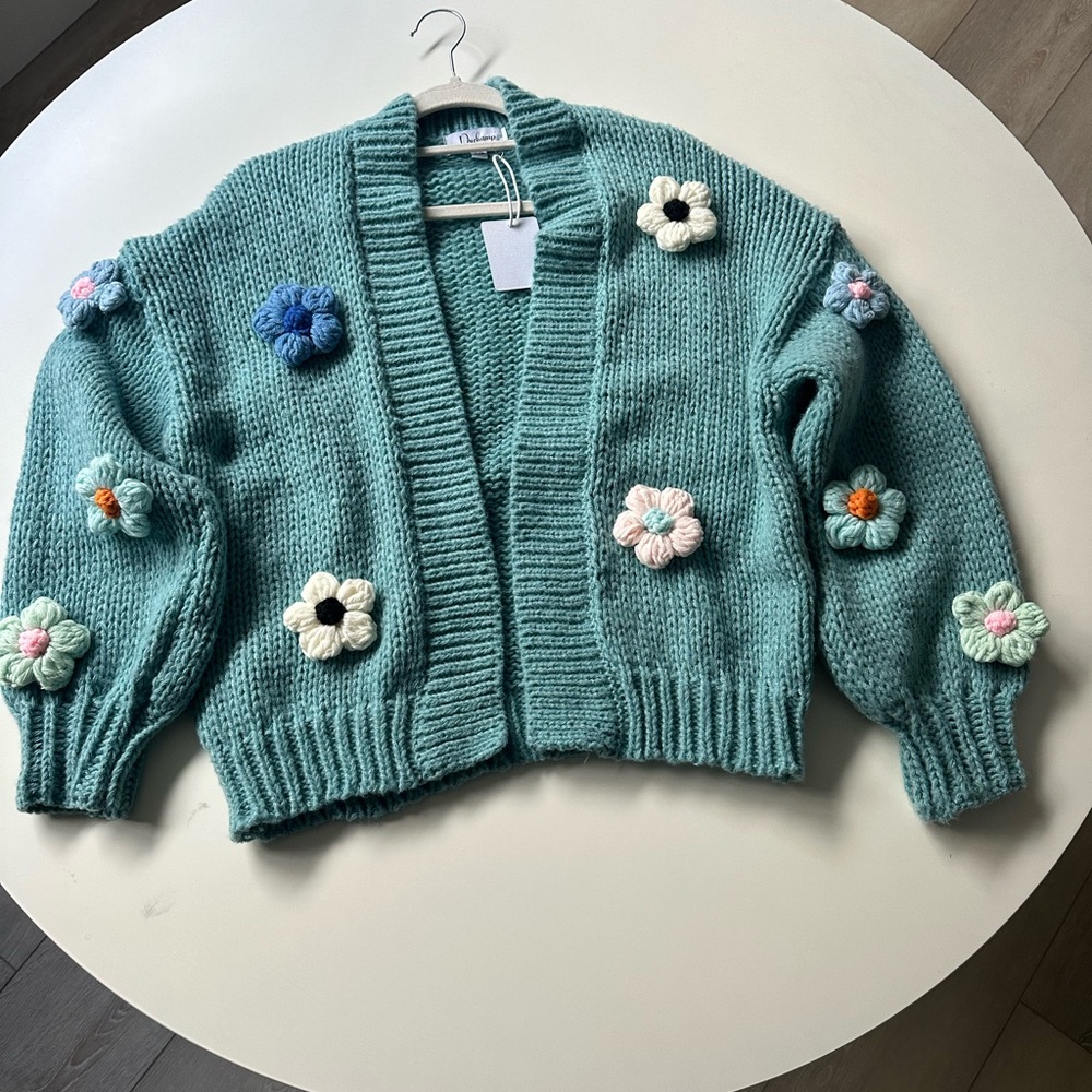 Duchamp Teal Chunky Knit Cardigan